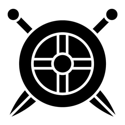 Two Swords And Shield Glyph Icon