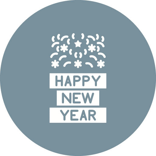 Happy New Year Glyph Circle Icon