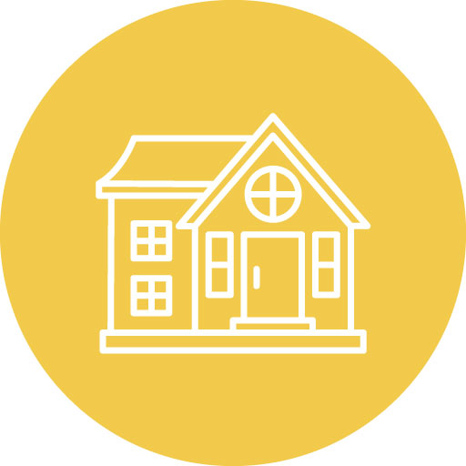 Modern House Line Circle Icon