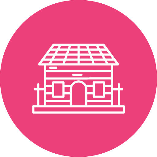 Wooden House Line Circle Icon