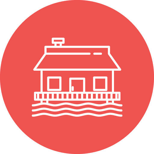 Beach House Line Circle Icon
