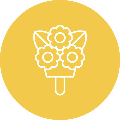 Flower Bouquet Line Circle Icon