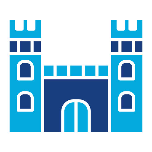 Two Color Castle Glyph Icon