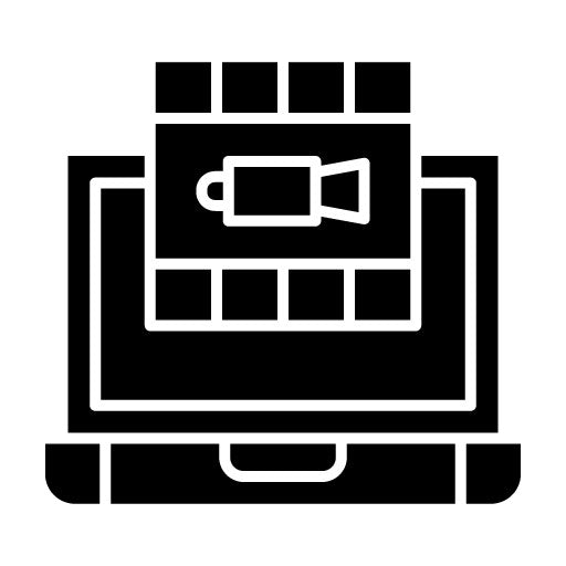Film on Laptop Glyph Icon