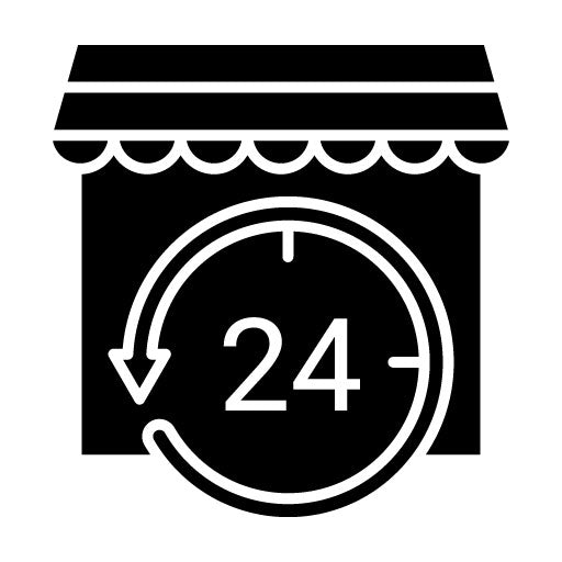 24 Hrs Open Glyph Icon