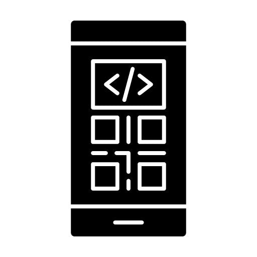 Smartphone Coding Glyph Icon