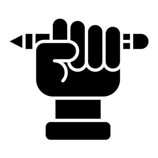Hand And Pencil Glyph Icon