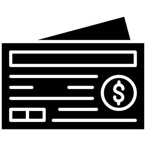 Cheque Glyph Icon | Online Money Services