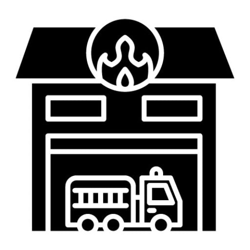 Firefighter Garage Glyph Icon