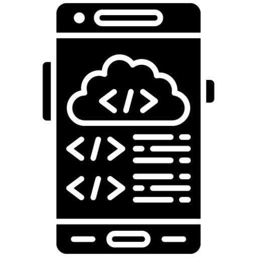 Cloud Coding Glyph Icon | Mobile App Development