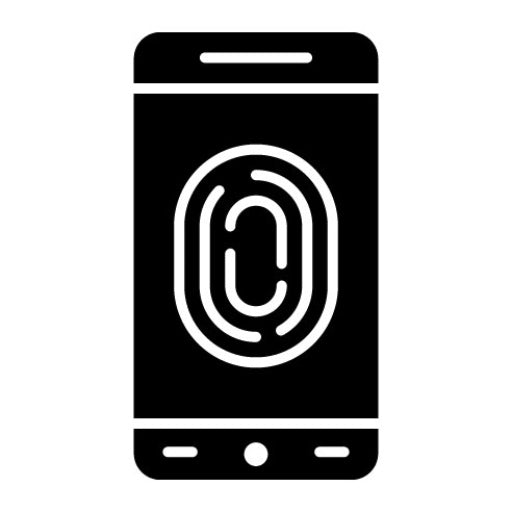 Mobile Fingerprint Lock Glyph Icon