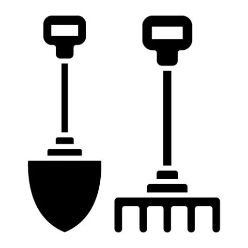 Rake And Hoe Glyph Icon