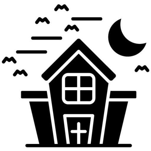 Haunted House Glyph Icon | Amusement Park