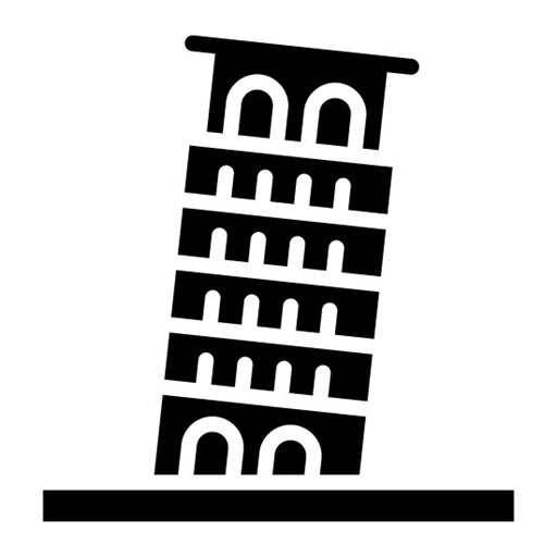 Leaning Tower Glyph Icon