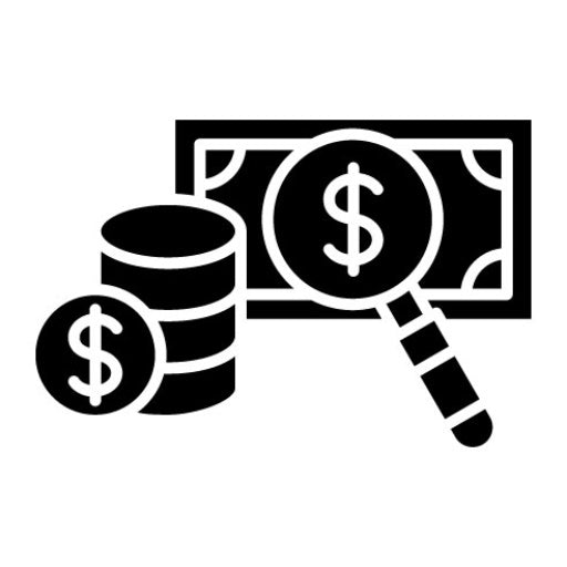 Loupe Money Glyph Icon