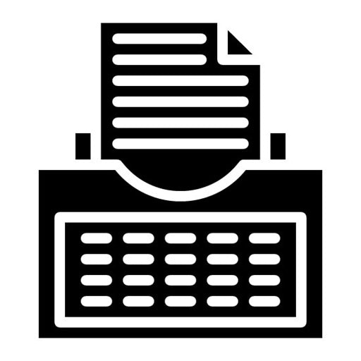 Typewriter With Paper Glyph Icon