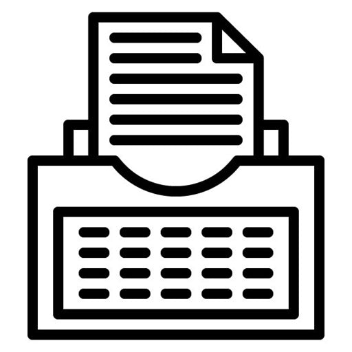 Typewriter With Paper Icon