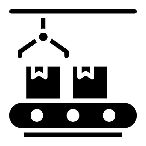 Assembly Line Glyph Icon | Mass Production