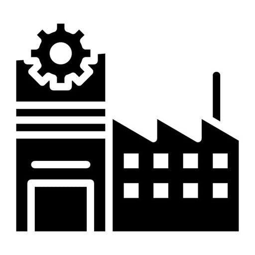 Manufacturing Plant Glyph Icon | Mass Production