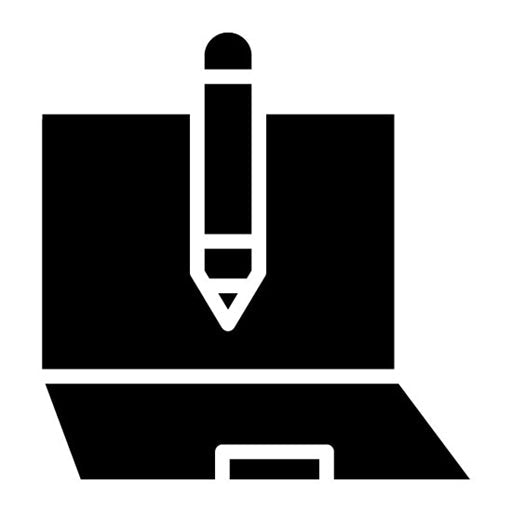 Laptop and Pencil Glyph Icon