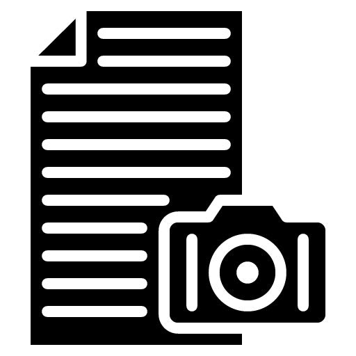 Camera and Notebook Glyph Icon
