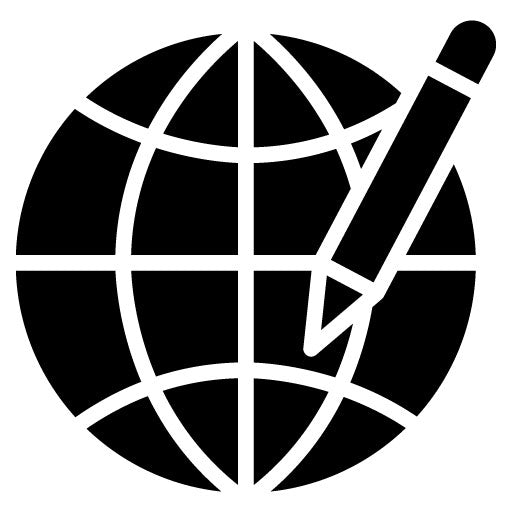 Globe and Pen Glyph Icon