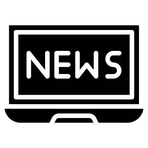 Laptop and News Glyph Icon
