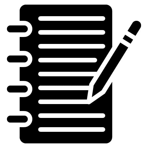 Notebook and Pencil Glyph Icon