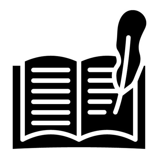 Book and Quill Glyph Icon