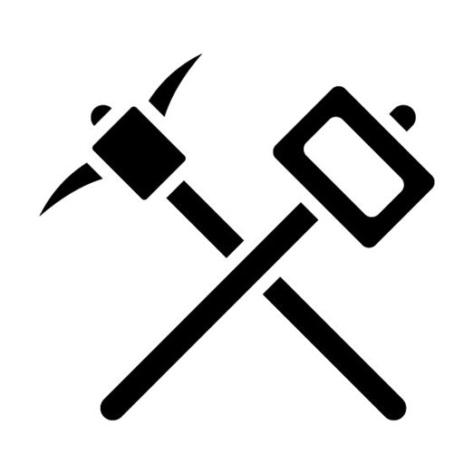Pickaxe and Hammer Glyph Icon