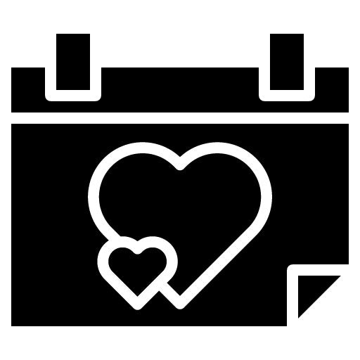 Calendar with Heart Glyph Icon