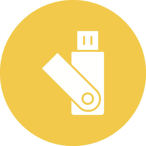 USB Stick Glyph Circle Icon