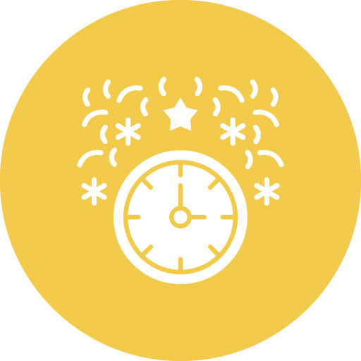 New Year Clock Glyph Circle Icon