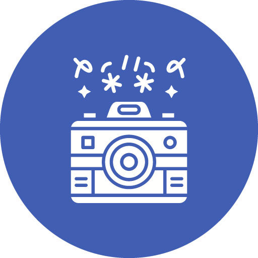 New Year Camera Glyph Circle Icon