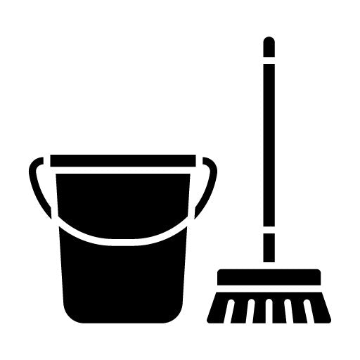 Broom and Bucket Glyph Icon