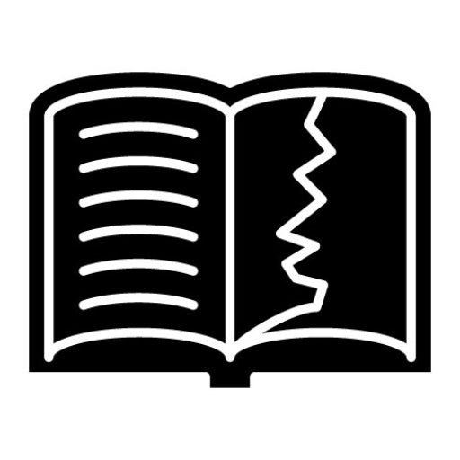 Teared Book Glyph Icon