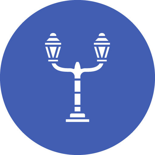 Street Lamp Glyph Circle Icon