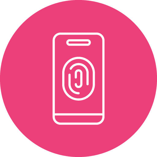 Mobile Fingerprint Line Circle Icon