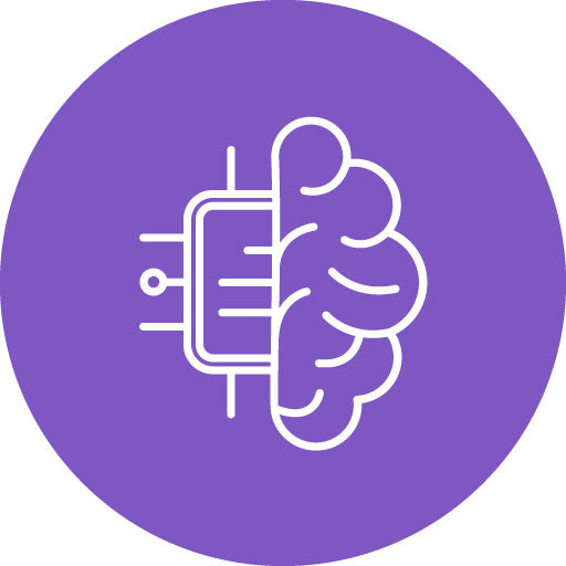 Brain Chip Line Circle Icon