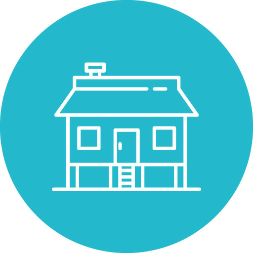 Hut Line Circle Icon