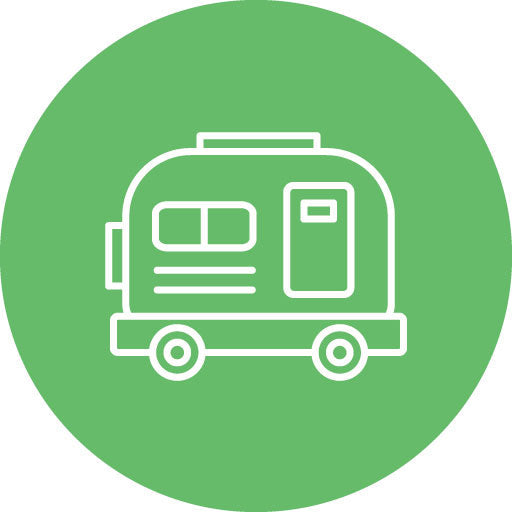 House on Wheels Line Circle Icon