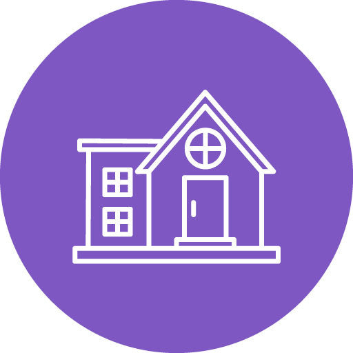 Bungalow Line Circle Icon