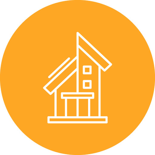 Semi Detached House Line Circle Icon