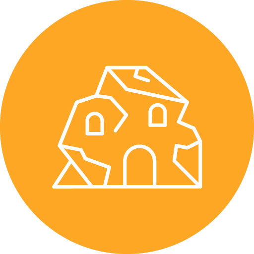 Cave House Line Circle Icon