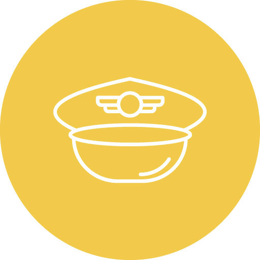 Pilot Hat Line Circle Icon