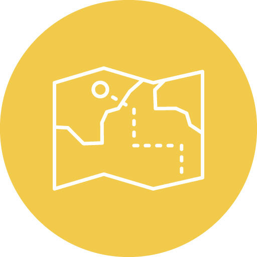 Treasure Map Line Circle Icon