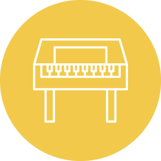 Wooden Piano Line Circle Icon