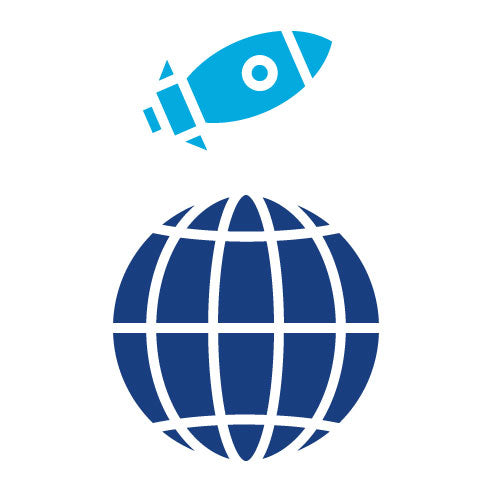 Two Color Rocket Earth Glyph Icon