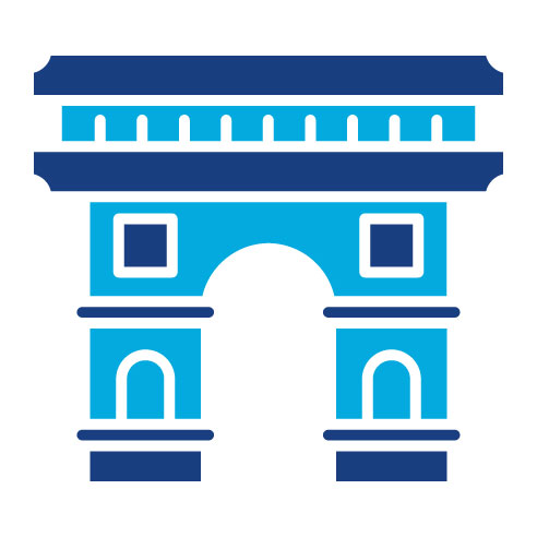 Two Color Arc De Triomphe Glyph Icon