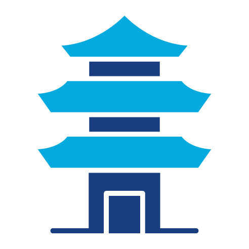 Two Color Pagoda Glyph Icon